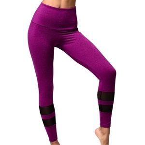 Onzie Midi Racer High Rise Magenta Majestic Mesh 7/8 Leggings S/M